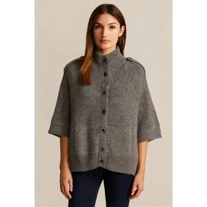 Banana Republic Cardigan Sweater Alpaca Wool Pockets Gray ‎ Size S Relaxed Fit